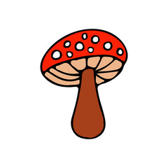 Colorful mushroom illustration in vector. Flat mushroom icon