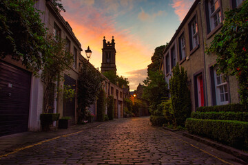 sunrise at Circus lane, Edinburgh, Scotland.