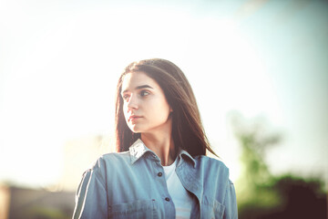 Fashion woman portrait of young pretty trendy girl