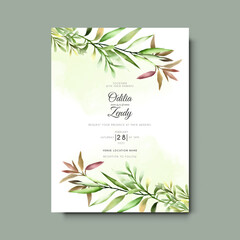 wedding invitation template with beautiful and elegant floral watercolor