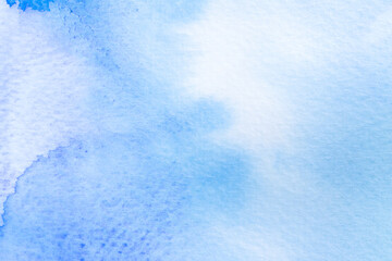 Fototapeta premium Blue watercolor abstract background on White paper texture