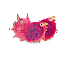 Dragon Fruit top view on white background