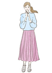 Smiling young woman illustration vector