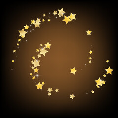 Gold Light Stars Vector Brown Background. Xmas 