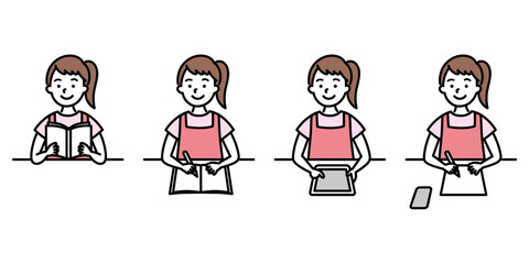 デスクで読み書きする女の子A