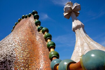 detail of a fountain in barcelona spain