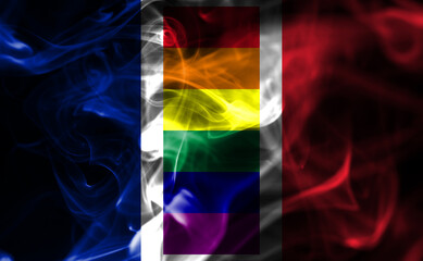 France Gay smoke flag, LGBT France flag