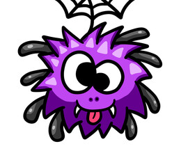 Adorable Stylized Happy Crazy Purple Spider