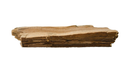 Wooden splinter or piece of bark isolated on white background. Item for mock up, scene creator and other design.