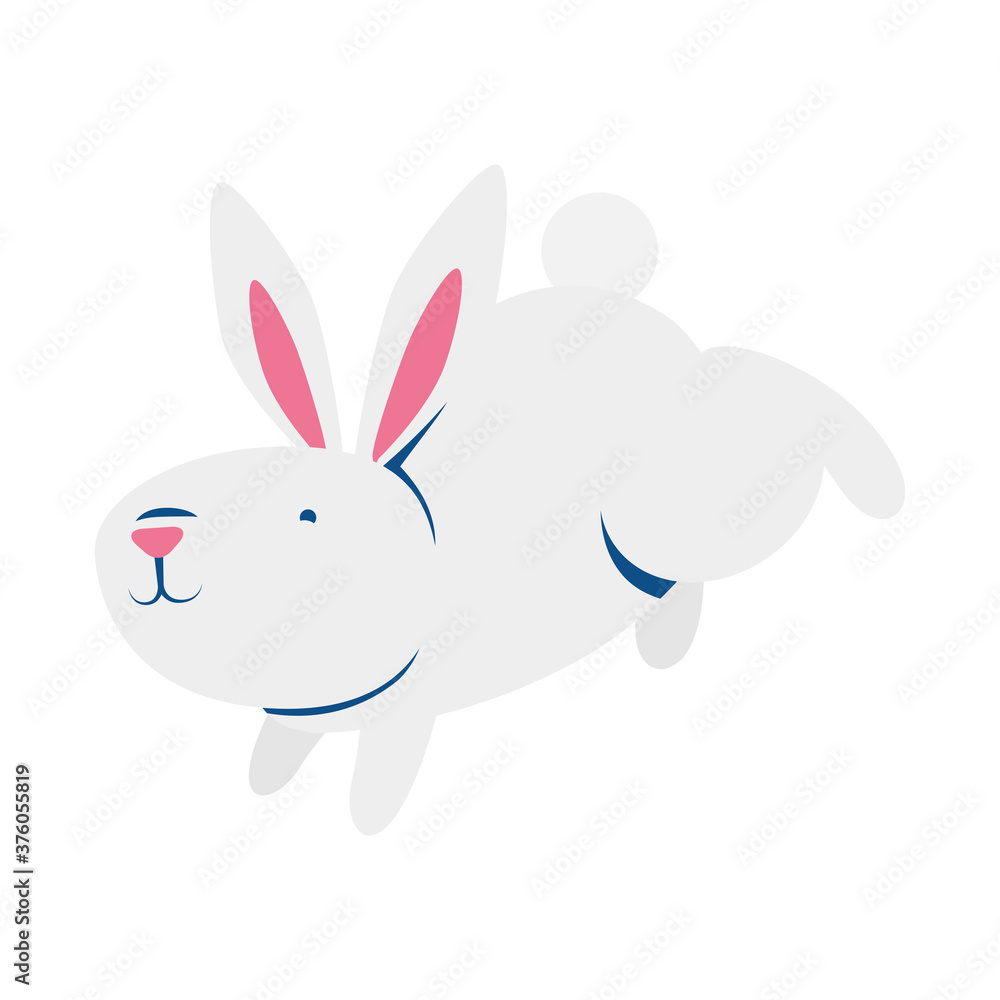 Poster cute easter little rabbit jumping character