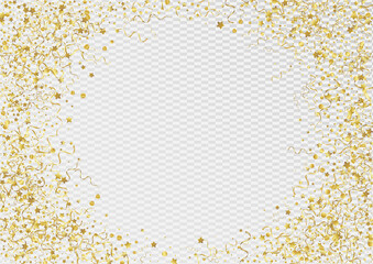 Golden Star Flying Vector Transparent Background. 