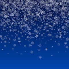 Fototapeta premium Gray Snowflake Vector Blue Background. Christmas 