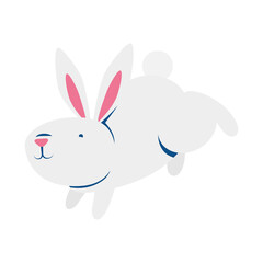 cute easter little rabbit jumping character