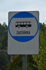 bus stop road sign