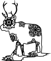 Deer Mandala Black Design With Nature Pattern