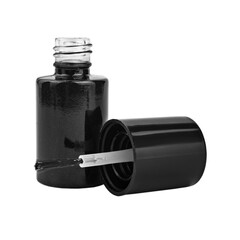 Nail Polish bottle with brush, cosmetics on white isolated background