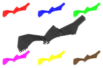 Bandar Abbas City (Islamic Republic of Iran, Persia, Hormozgan Province) map vector illustration, scribble sketch City of Bandar-e Abbas map