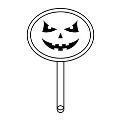 halloween lollipop with pumpkin face line style icon