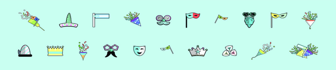 set of purim cartoon icon design template with various models. vector illustration