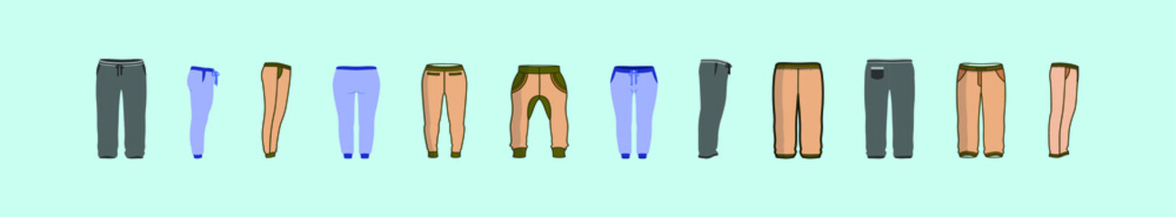 set of sweat pants. isolated vector illustration on blue background