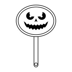 halloween lollipop with pumpkin face line style icon