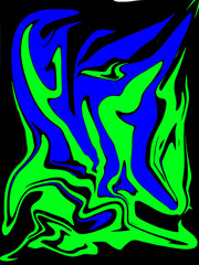 light green and blue abstract watercolor luxury pattern fluid liquid light color on black.