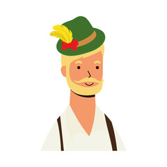 german blond man wearing tyrolean suit character