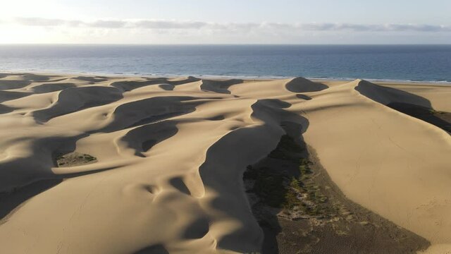 Aerial view of the Maspalomas Dunes natural reserve