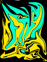 yellow and light blue abstract watercolor luxury pattern fluid liquid light color on black.