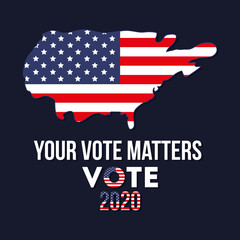 your vote matters 2020 with usa map vector design