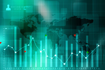 2d rendering Stock market online business concept. business Graph 