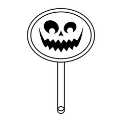 halloween lollipop with pumpkin face line style icon