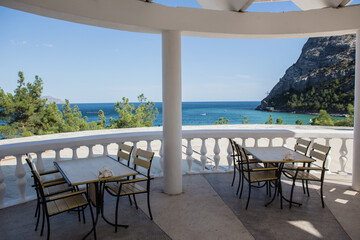 Summer cafe overlooking the sea