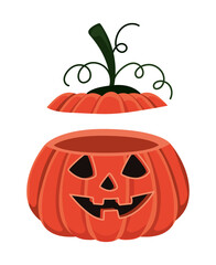 Halloween pumpkin cartoon with cover vector design