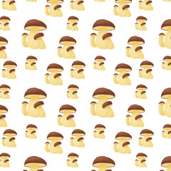 seamless pattern with porcini mushrooms on a white background