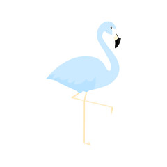 Blue cute flamingo. Flamingo cartoon vector illustration isolated on white background