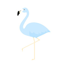 Blue cute flamingo. Flamingo cartoon vector illustration isolated on white background