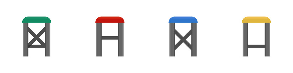 Un juego de sillas. Mueble de hierro. Estilo plano. Ilustración vectorial