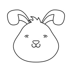 cute easter little rabbit head character line style icon
