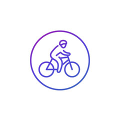 Fototapeta premium cyclist line icon on white