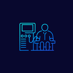 dialysis machine and patient line icon