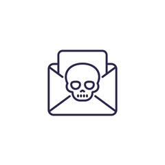 email with virus, malware or phishing line icon