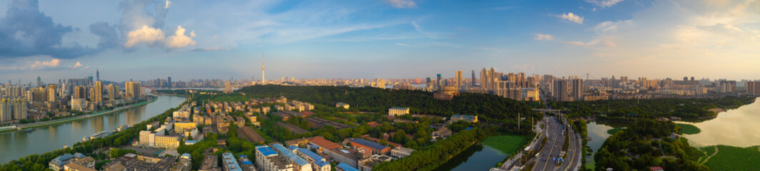 Wuhan city skyline scenery in summer, Hubei, China