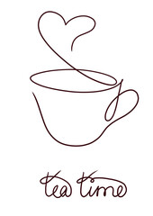 line art of coffee and tea cup