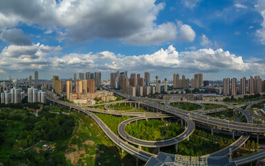 Fototapeta na wymiar Wuhan city skyline scenery in summer, Hubei, China