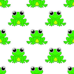 Fototapeta premium Frog seamless pattern. colored trendy vector illustration. Cartoon style. Flat design. Seamless pattern. flyer, congratulation, invitation, poster, banner, card, web, packaging.