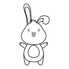 cute easter little rabbit character line style icon