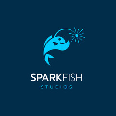 simple flat modern logo design 
 vector template inspiration spark fish studios for business company 