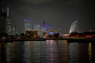 Night view of "Yokohama Minato Mirai" in Kanagawa Prefecture, Japan