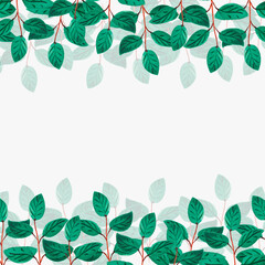 Watercolor floral frame. Botanical wreath. Greenery illustration on a white background. Postcard, poster, banner with space for text